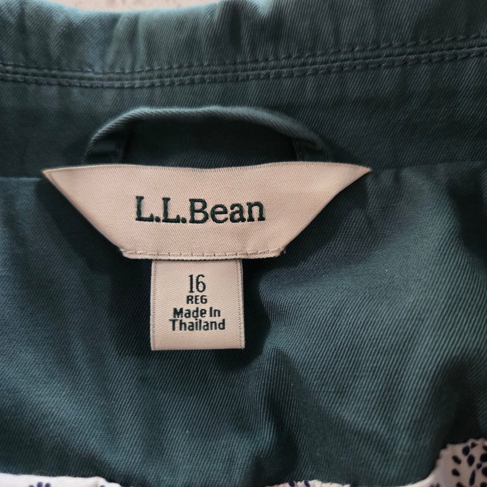 LL Bean Blazer Womens 16 Teal Cotton Twill 3-Button Jacket Office Professional - Picture 2 of 9